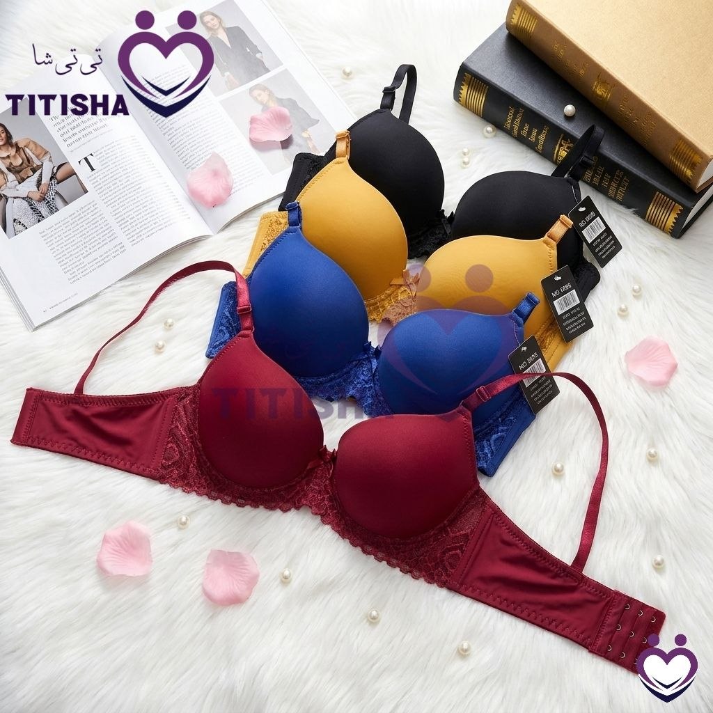 سوتین اسفنجی فنردار گیپوردار نیم جک دار B 95 زرشکی 